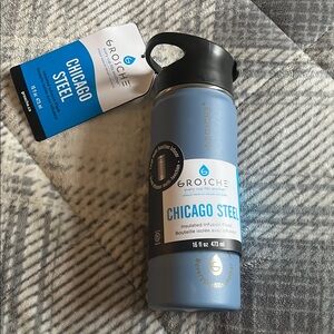 Blue and Black Insulated Water Bottle for Dining